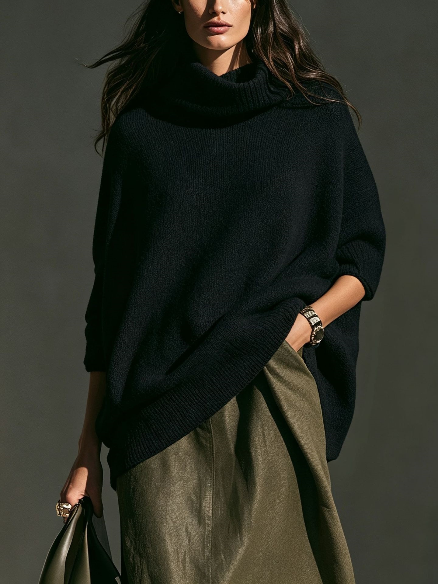 Women's Crewneck Sweater Loose Slouchy Knit Pullover