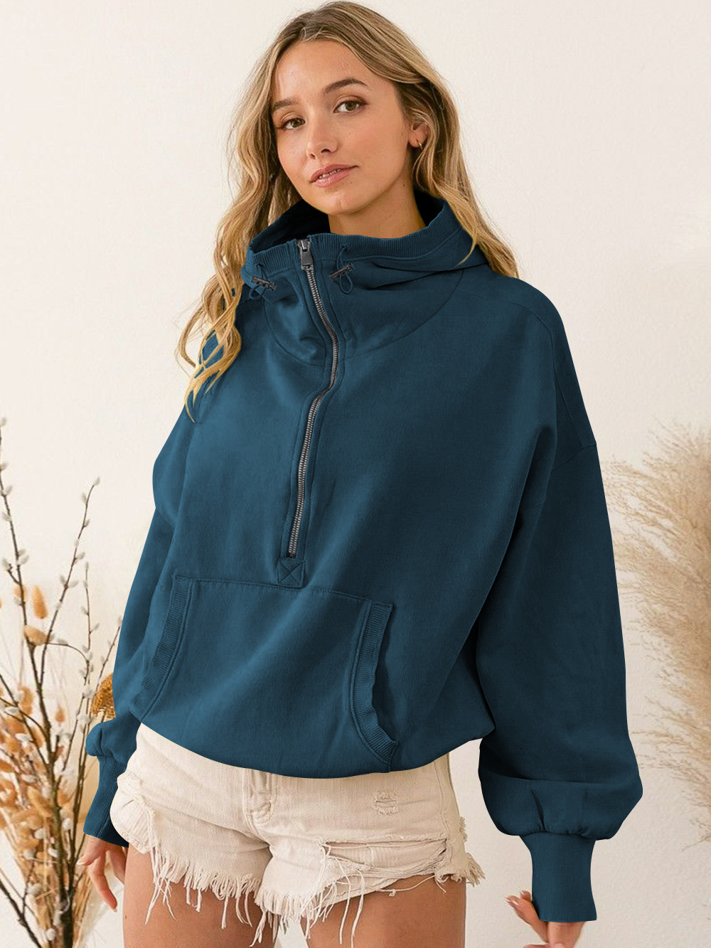 Women's Zip-Up Hoodie Drawstring Long Sleeve Sweatshirt