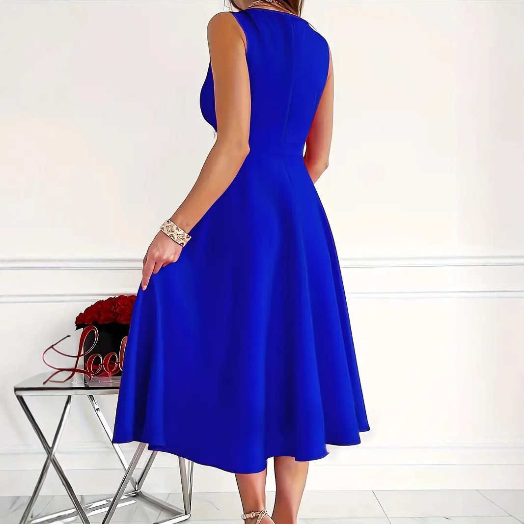 Sleeveless V-Neck Midi Dress Casual Party Dress