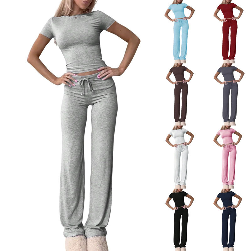 Women's Casual Two-Piece Set Short Sleeve Top & Long Pants