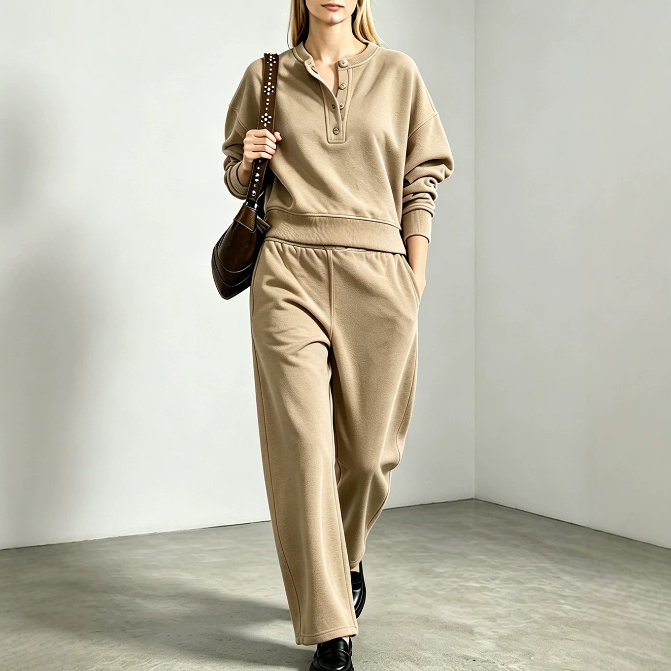 Women's Relaxed Long-Sleeve Sweatshirt & Pants Set