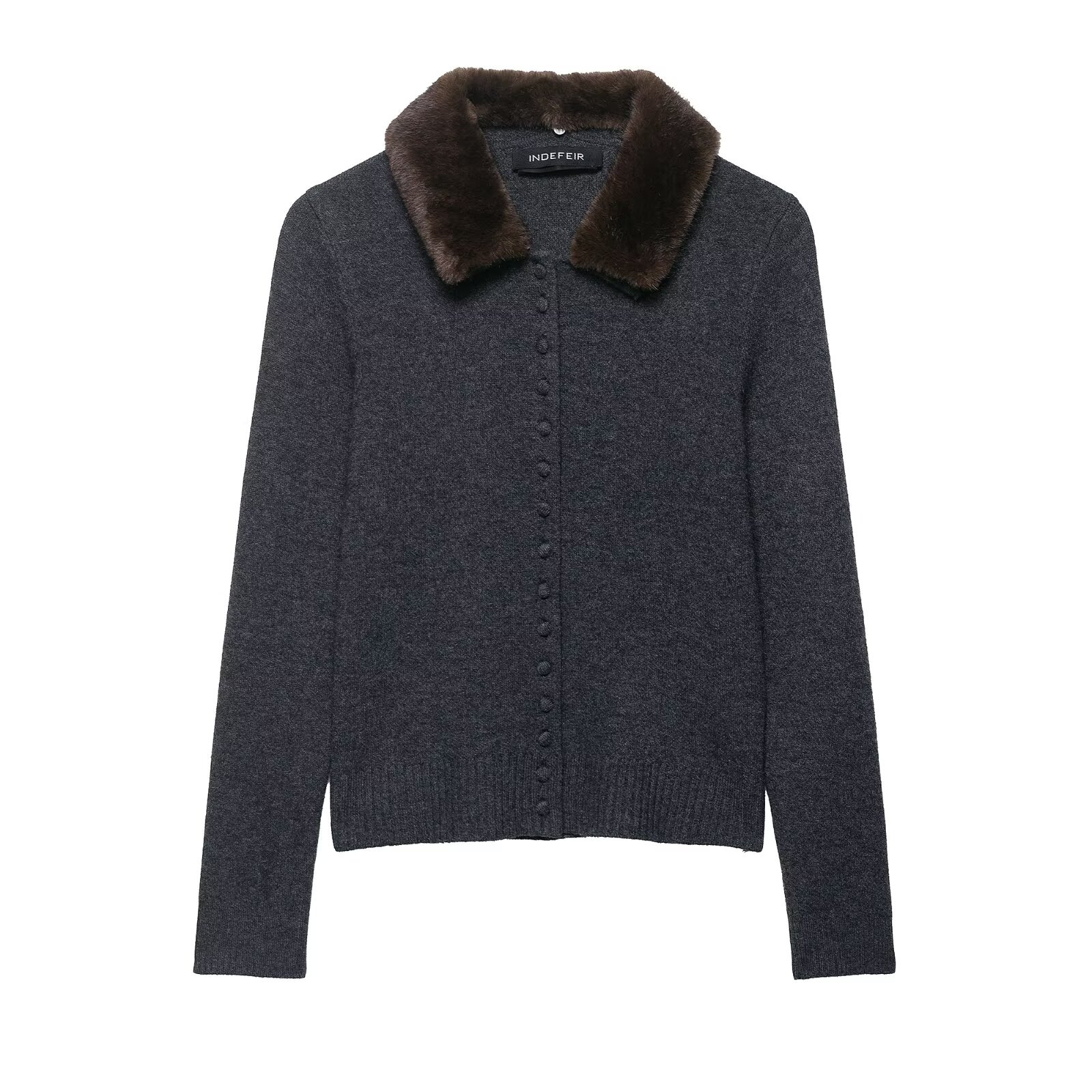 Faux Fur Trim Cardigan Sweater