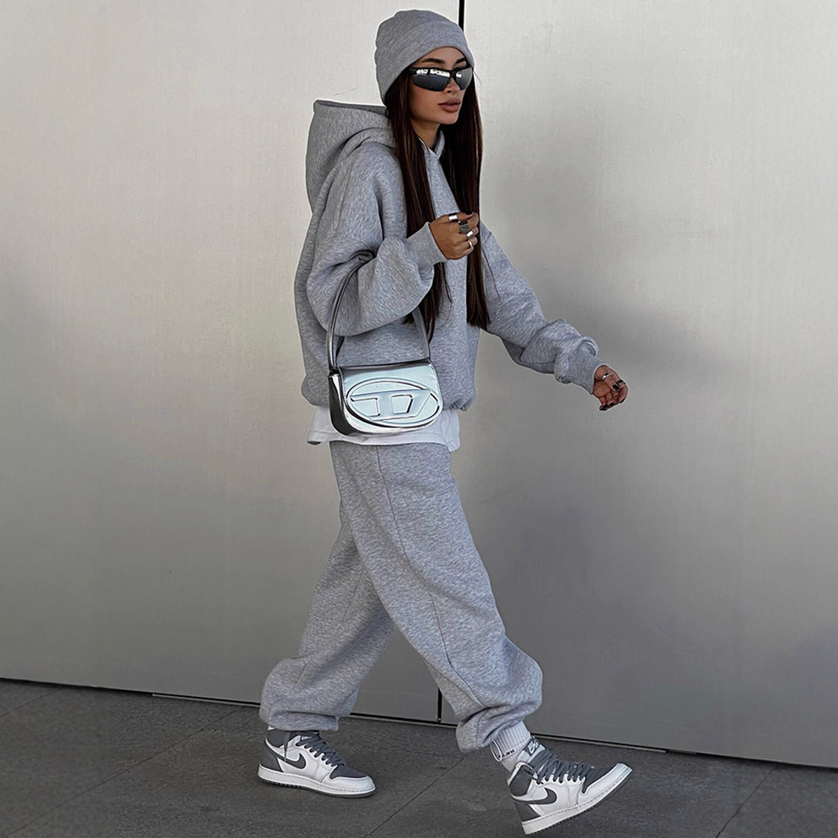 Women's Casual Sporty Hoodie and Skinny Pants Two-Piece Set