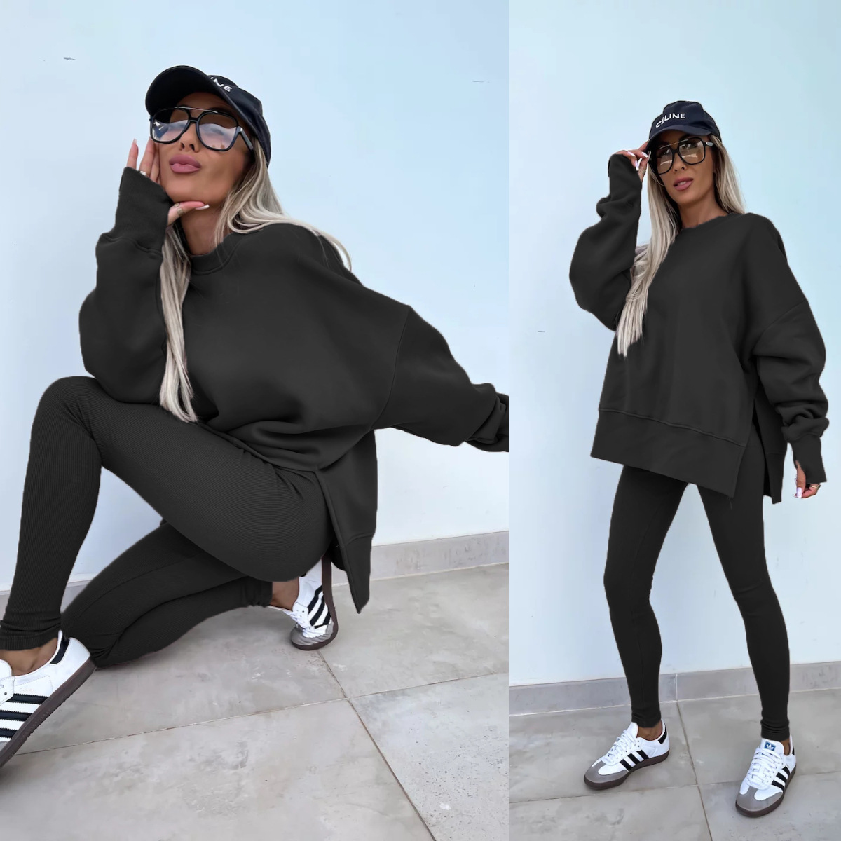 Women's Casual Two-Piece Set Slim Pants and Loose Hoodie