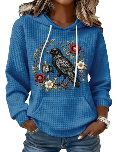 Women's Floral Raven Print Casual Hoodie