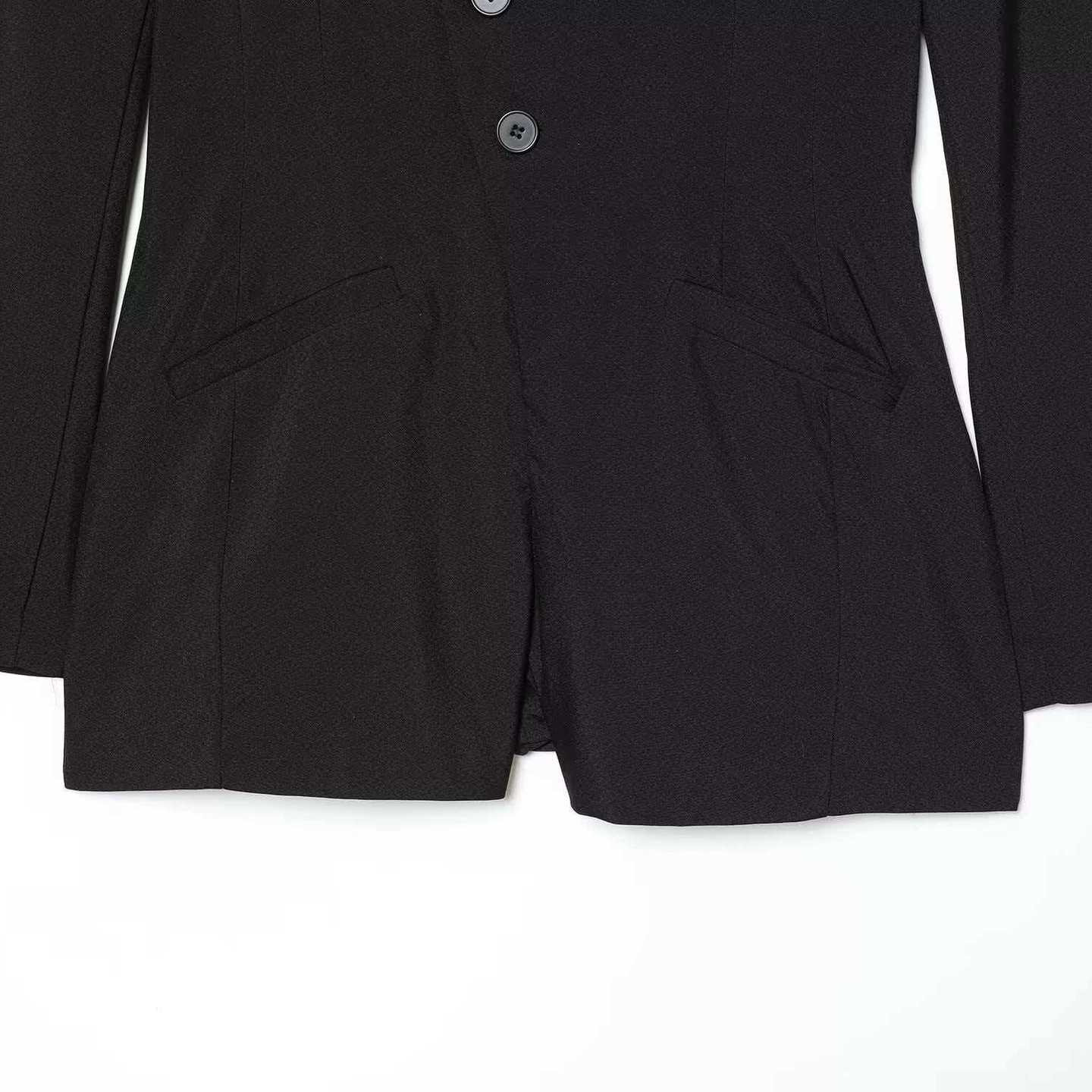 V-Neck Short Blazer-Style Jumpsuit Slimming Commuter Chic