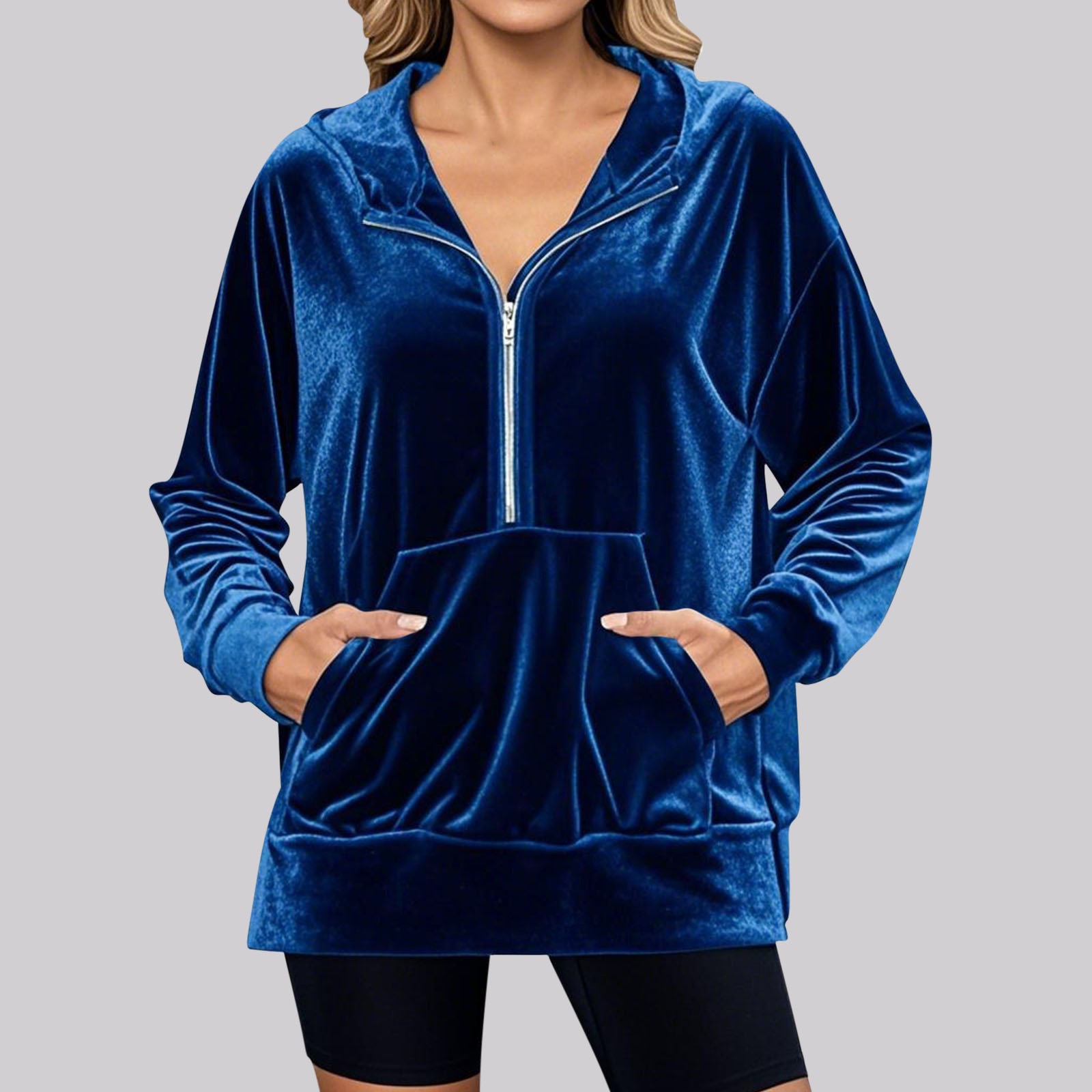 Women's Hooded Long-Sleeve Sweatshirt Korean Velvet Pullover