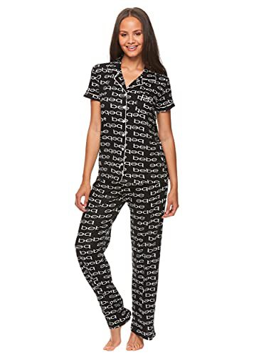 Women's Cuban Collar Letter Print Short Sleeve Shirt and Pants Set