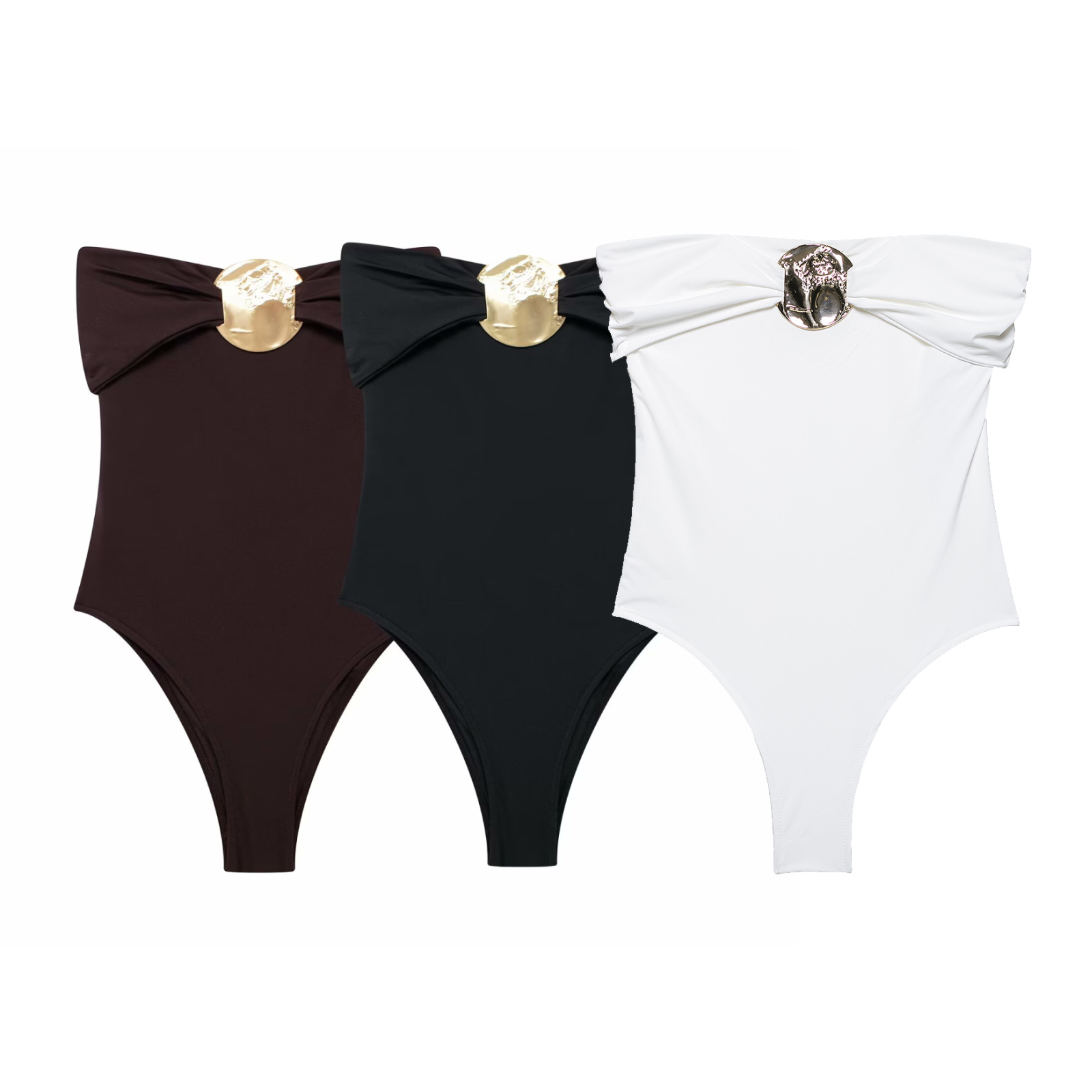 Metal-Trim One-Shoulder Slim Bodysuit
