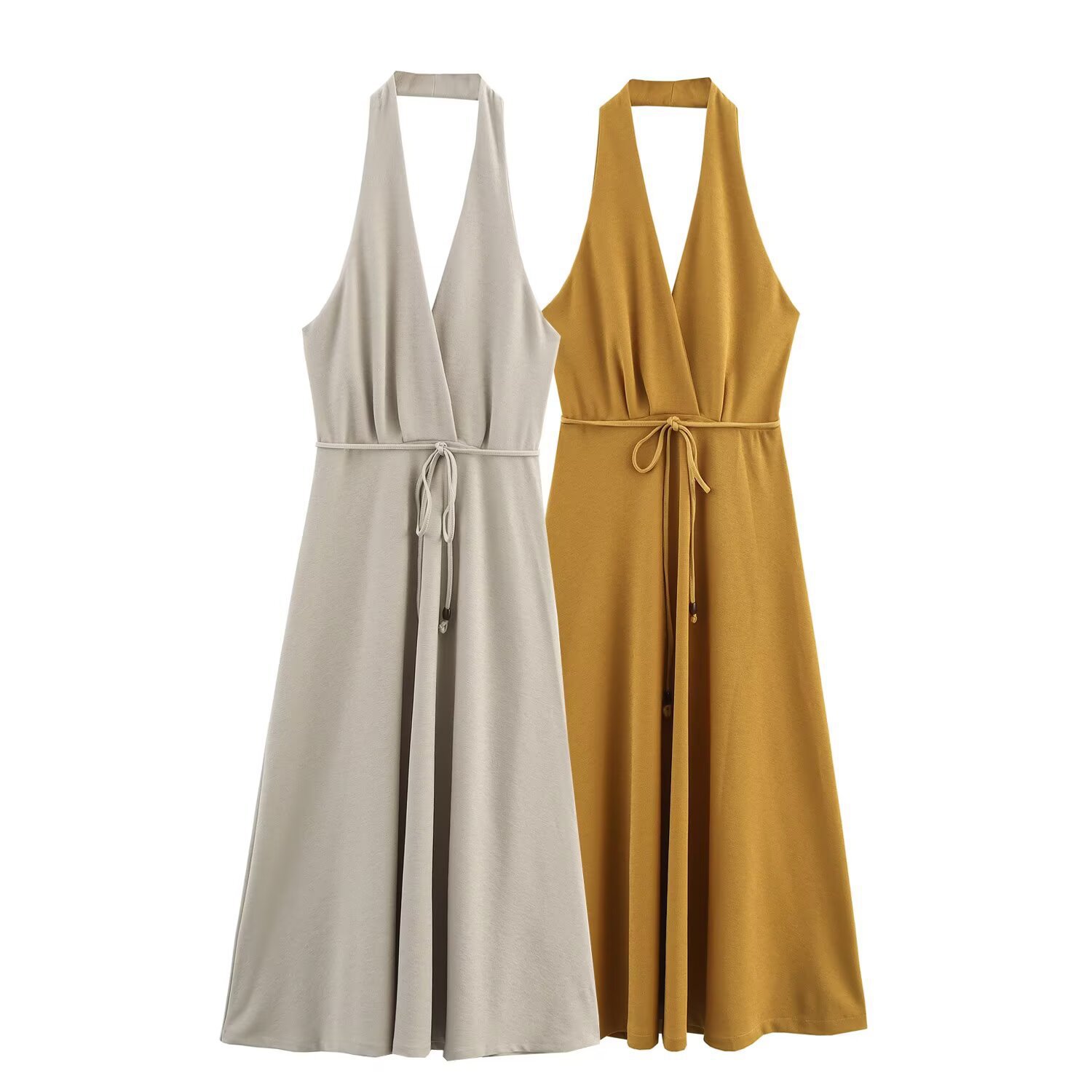 Women's Belted Halter Neck Dress
