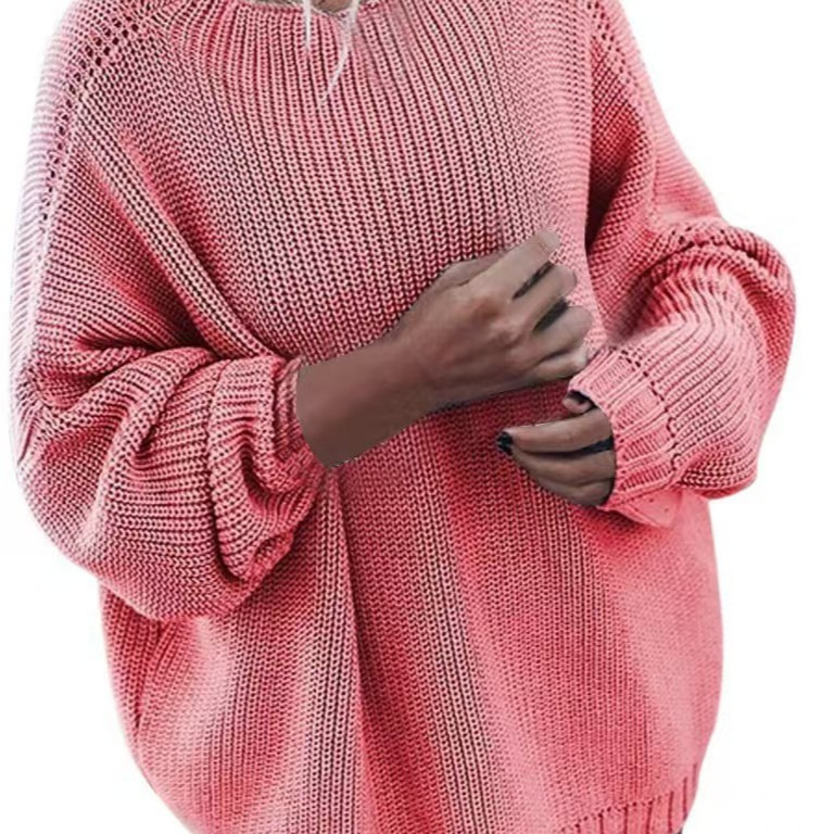 Women's Solid Knit Batwing Sleeve Loose Sweater