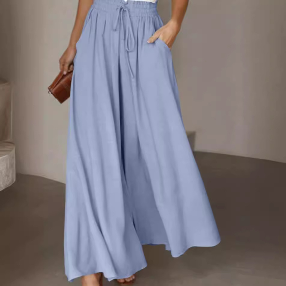 Women's Wide-Leg High-Waist Elastic Waist Pants
