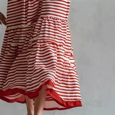 Retro Red Striped Sleeveless Top and Skirt Set