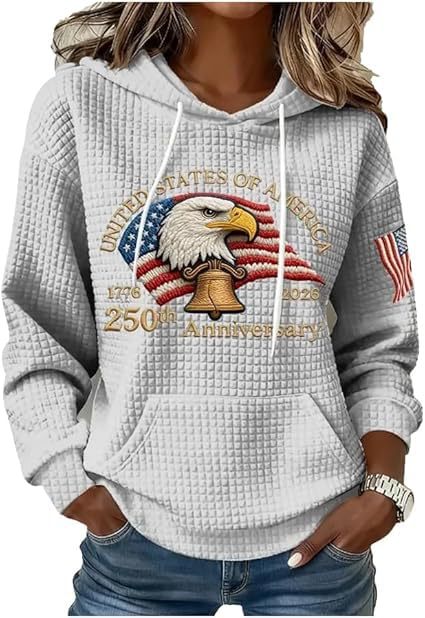 Women's Eagle Star Print Casual Hoodie
