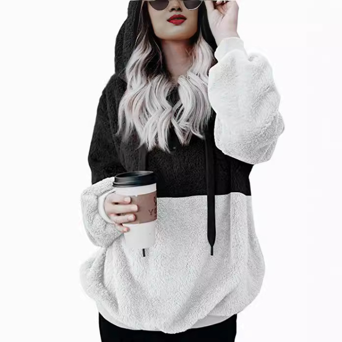 Women's Long-Sleeve Hooded Fleece Sweatshirt Jacket