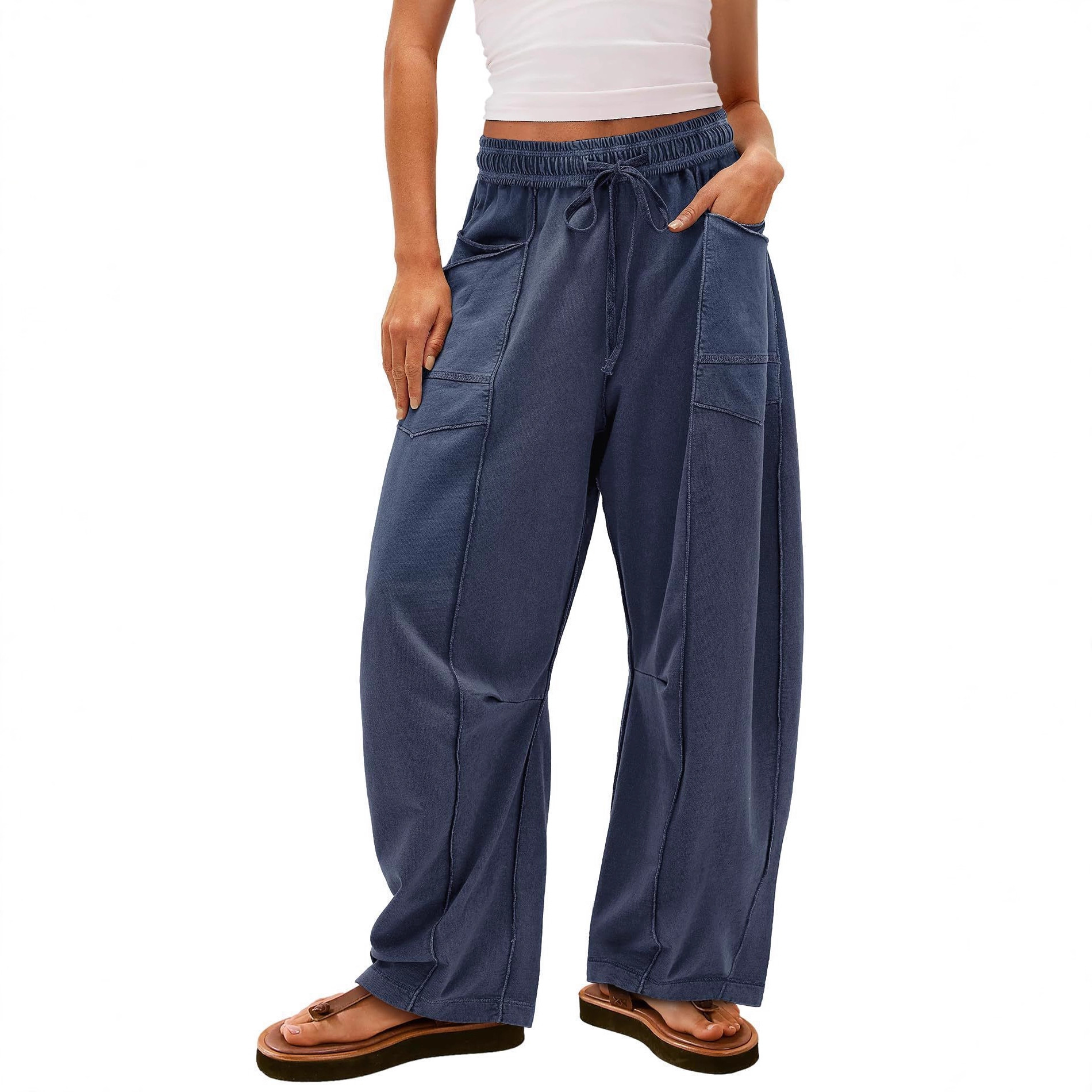 Relaxed Wide-Leg Drawstring Waist Sweatpants