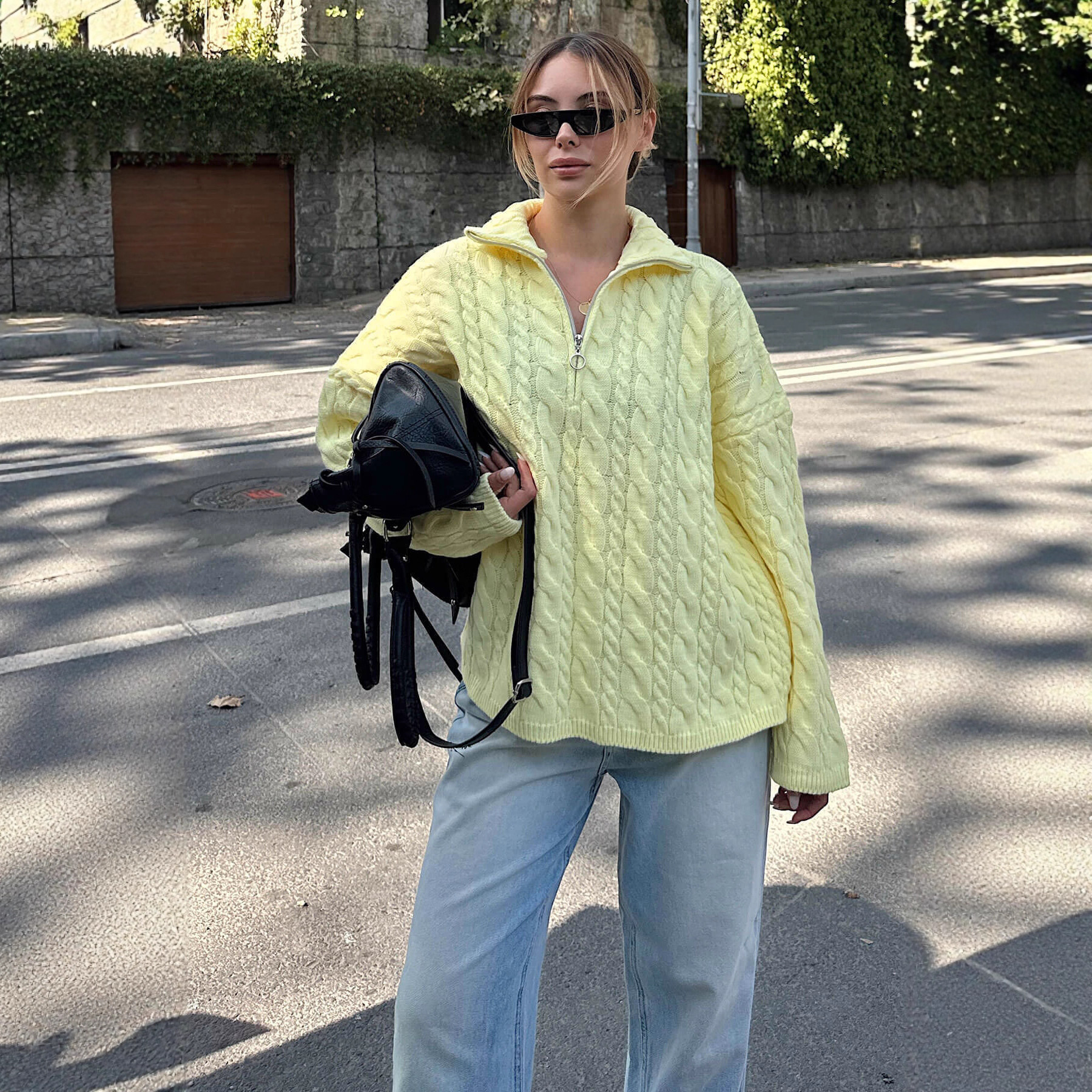 Half-Zip Knit Pullover Sweater with Collar