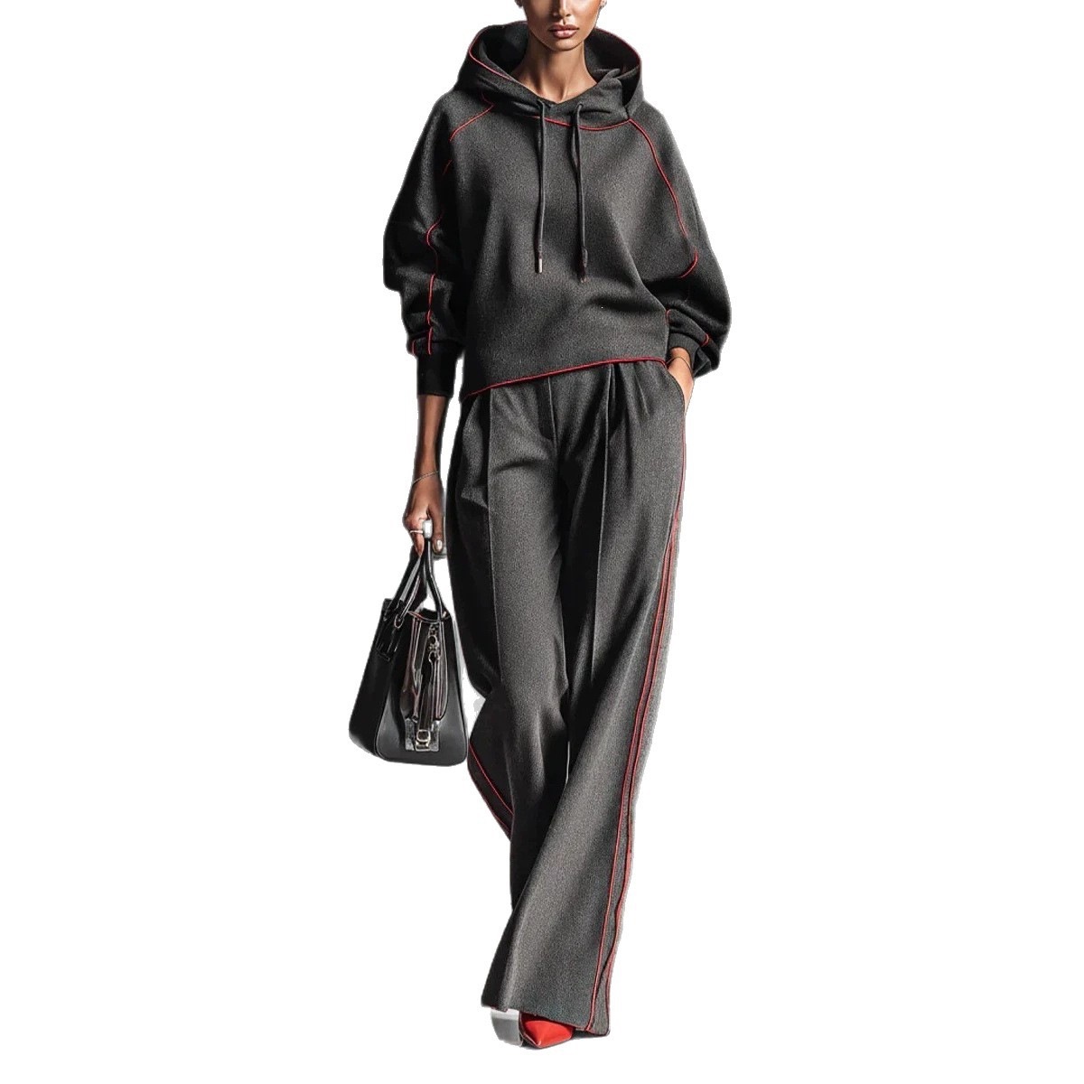 Loose Fit Long Sleeve Hoodie and Pants Two-Piece Set