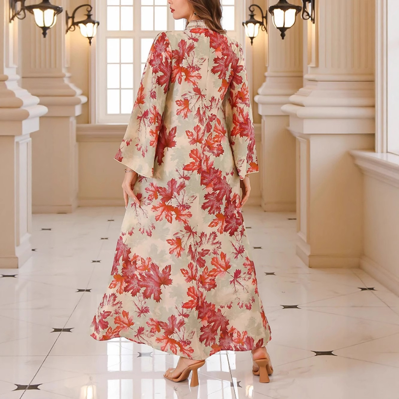 Floral Print Long Sleeve Maxi Dress