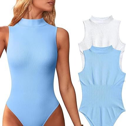 Sexy Ribbed Sleeveless Turtleneck Bodysuit