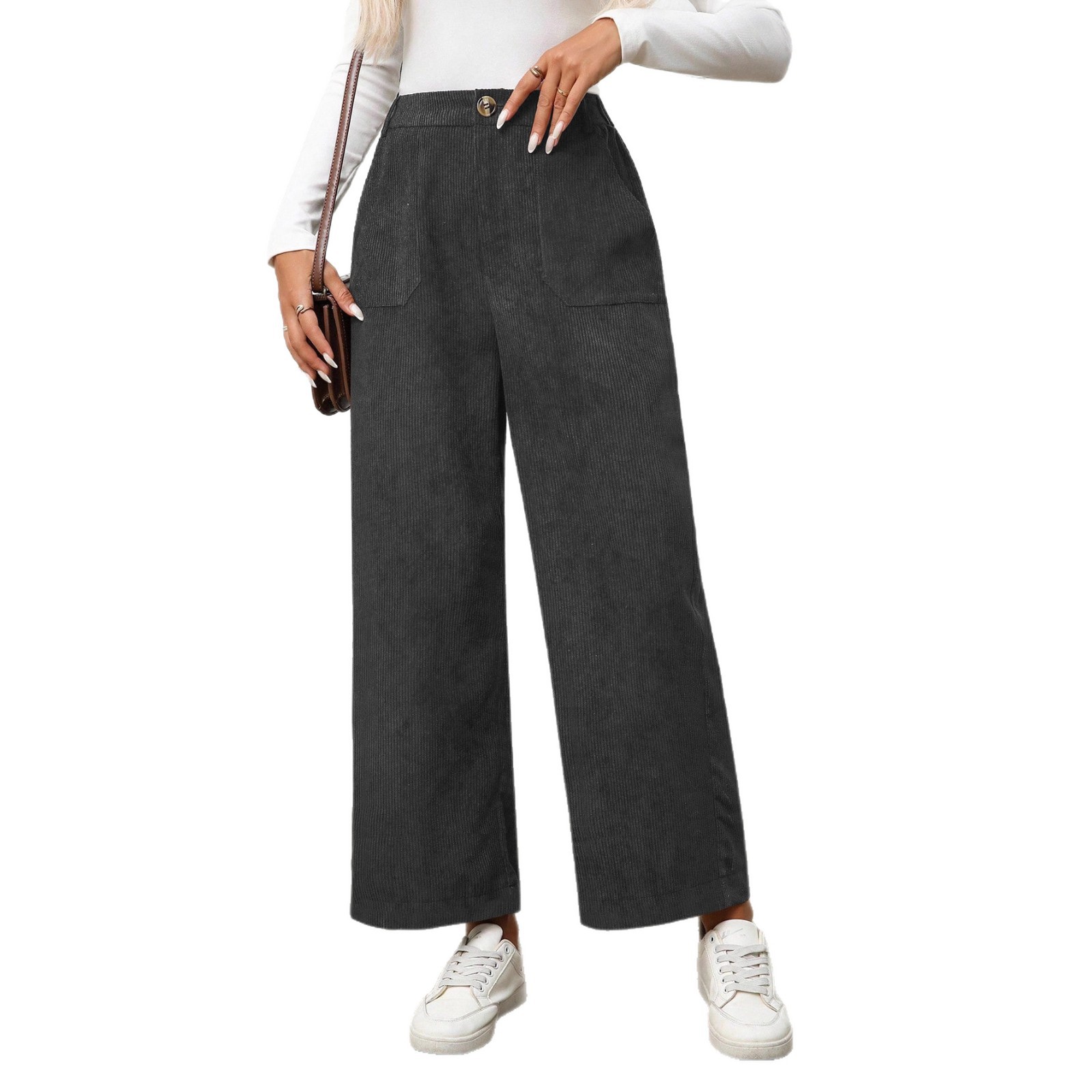 Corduroy Straight-Leg Casual Pants for Women
