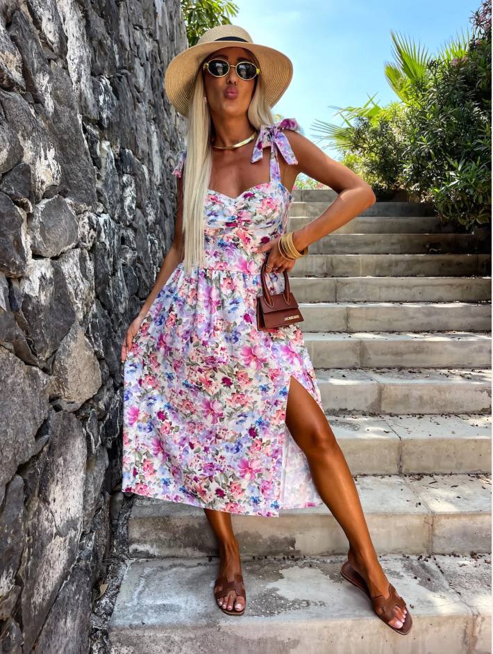 Women's Waist-Cinching Slit Lace-Up Sleeveless Cami Dress