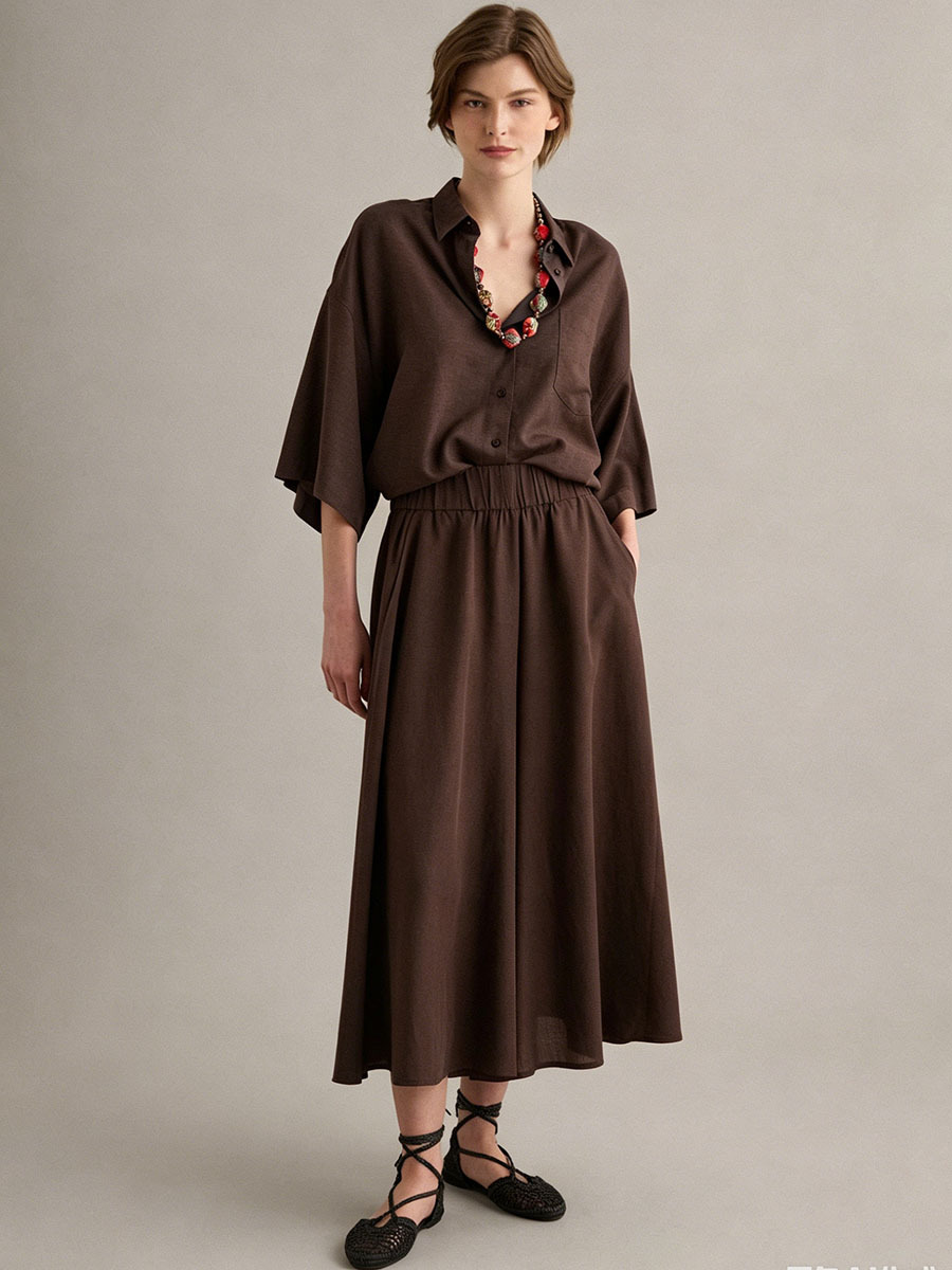 Women's Short Sleeve Top and Skirt Casual Set