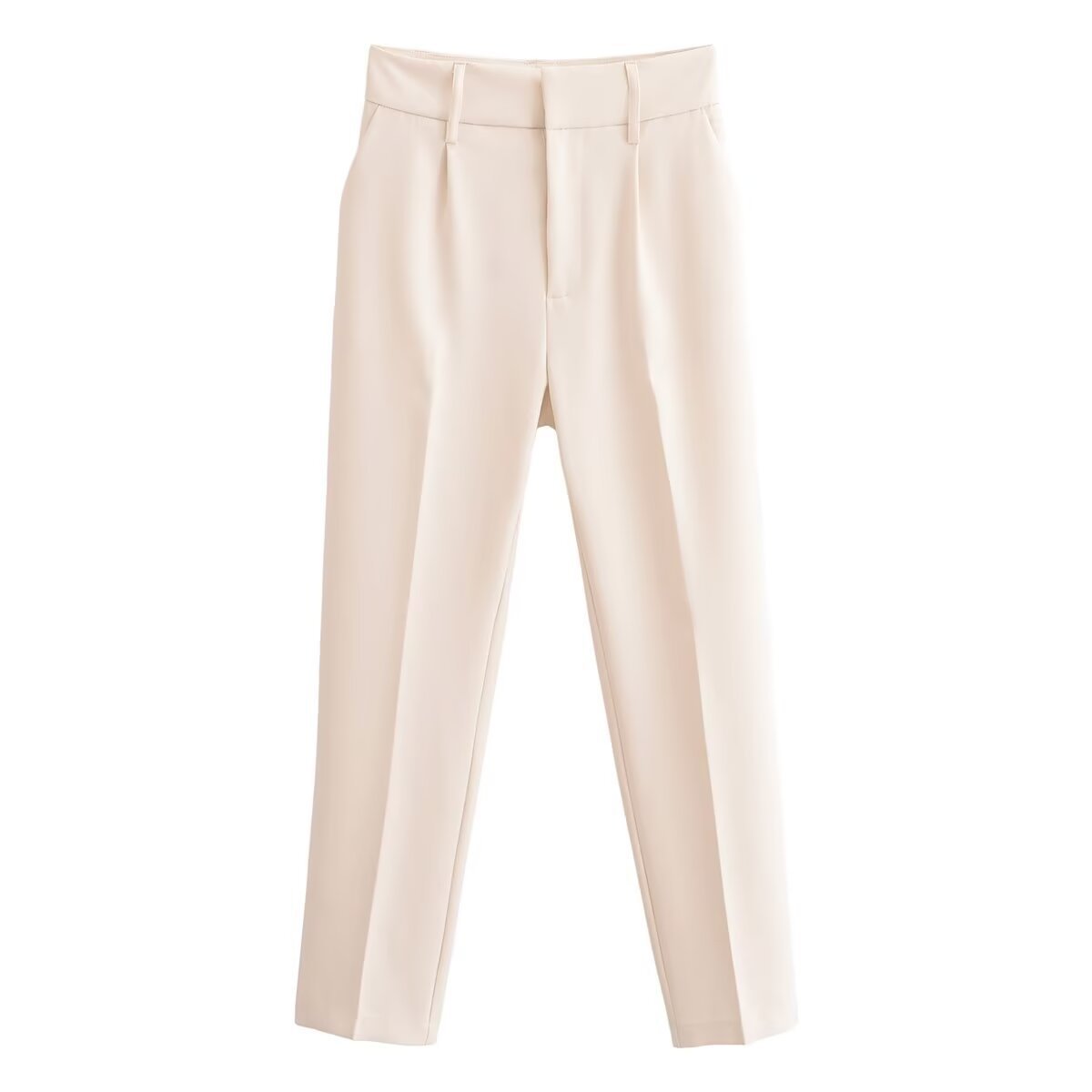 Women's High-Waist Straight-Leg Suit Pants Solid Color Streetwear