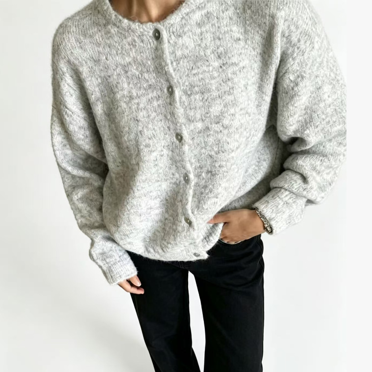 Soft Knit Cardigan with Vintage Shell Buttons