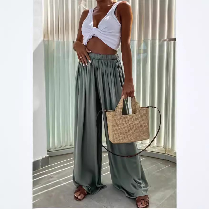Women's Wide-Leg Pants with Pockets, Casual Loose Fit, Commuter Style