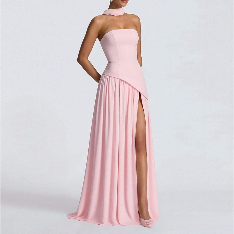 Women's Elegant Open-Back Pleated Cami Dress