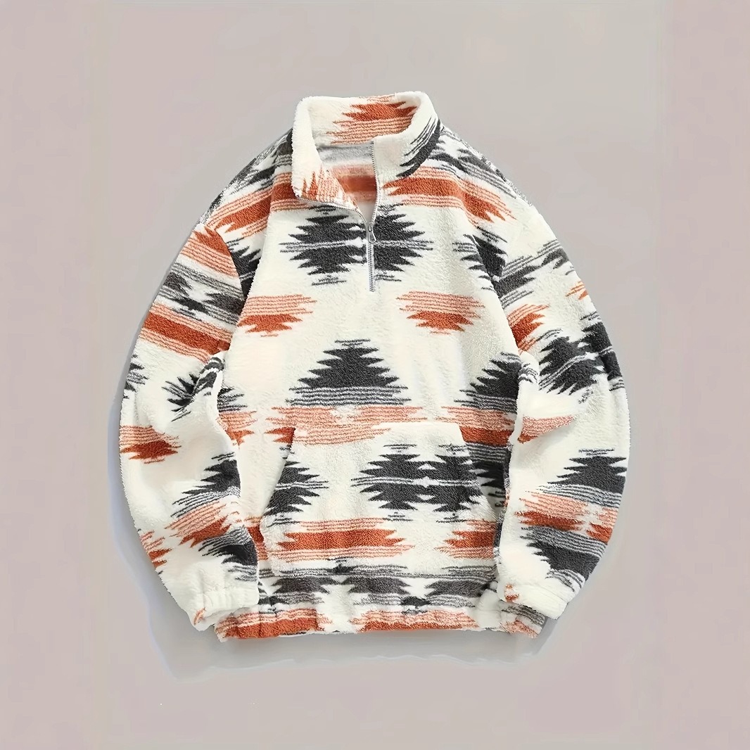 Women's Bohemian Print Zip Fleece Jacket Hoodie