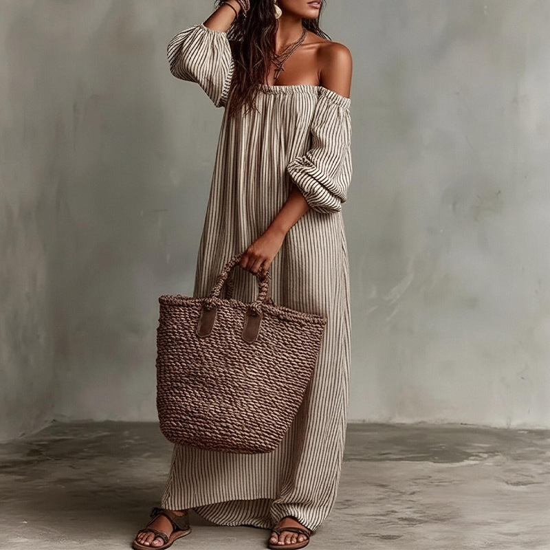 Striped Off-Shoulder French Dress