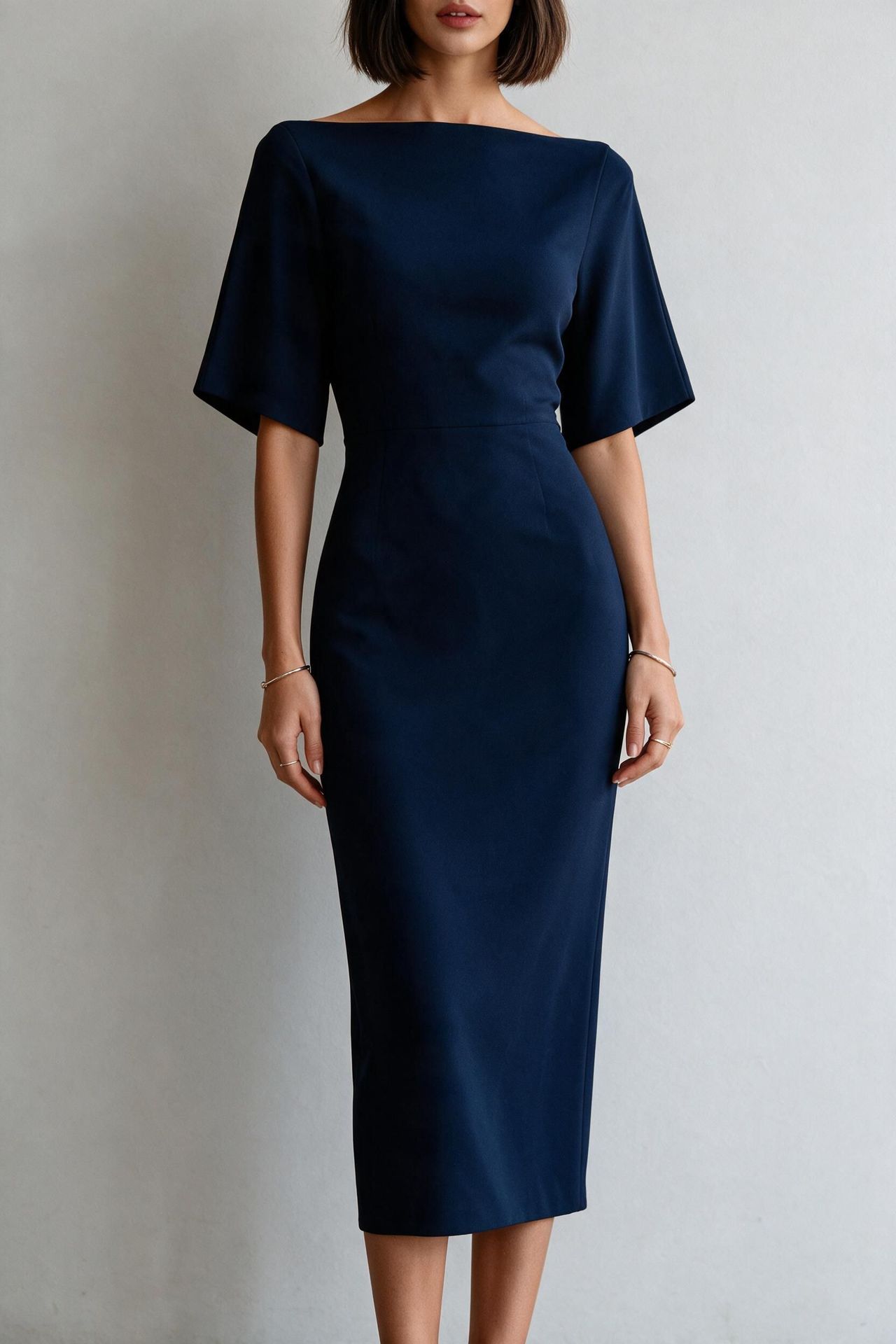 Elegant Waist-Cinching Slimming Midi Dress for Women