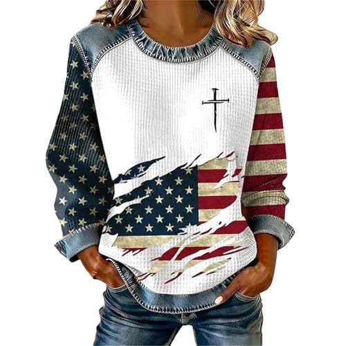 Women's USA Flag Star Print Sweatshirt