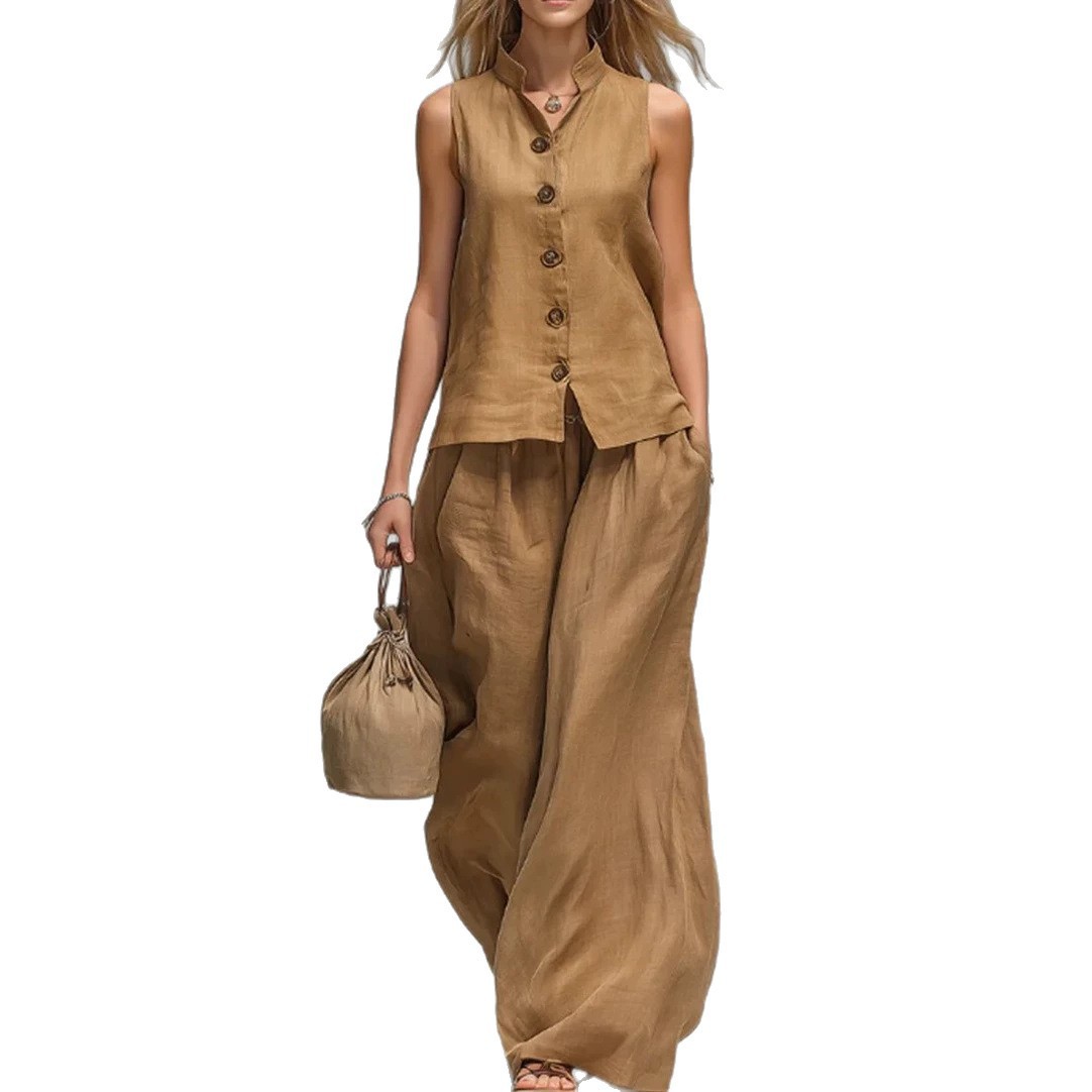 V-Neck Tank Top and Pants Two-Piece Set