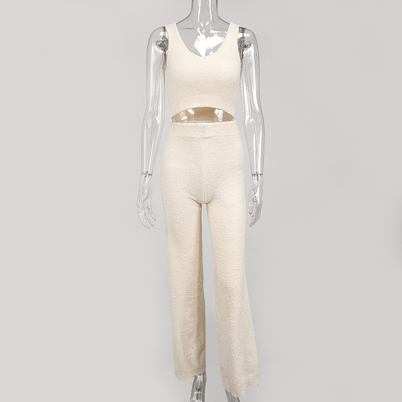 Women's Plush Tie-Belt Long Three-Piece Loungewear Set with Robe and Pants