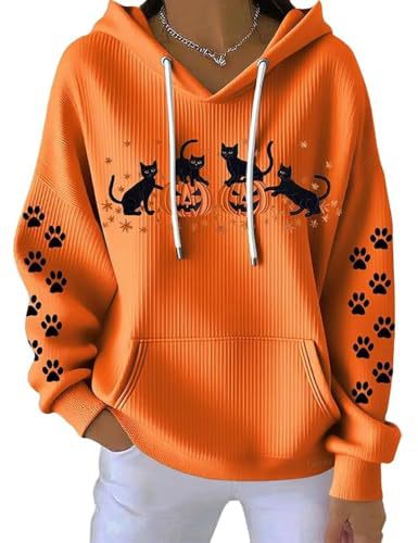 Women's Cat Paw Print Crewneck Sweatshirt Casual Pullover
