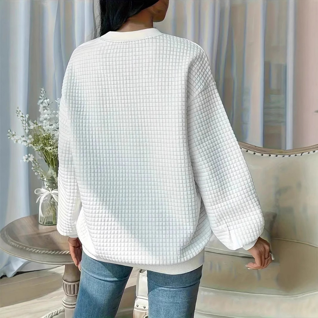 Women's Solid Color Crewneck Pullover Sweatshirt Casual Top