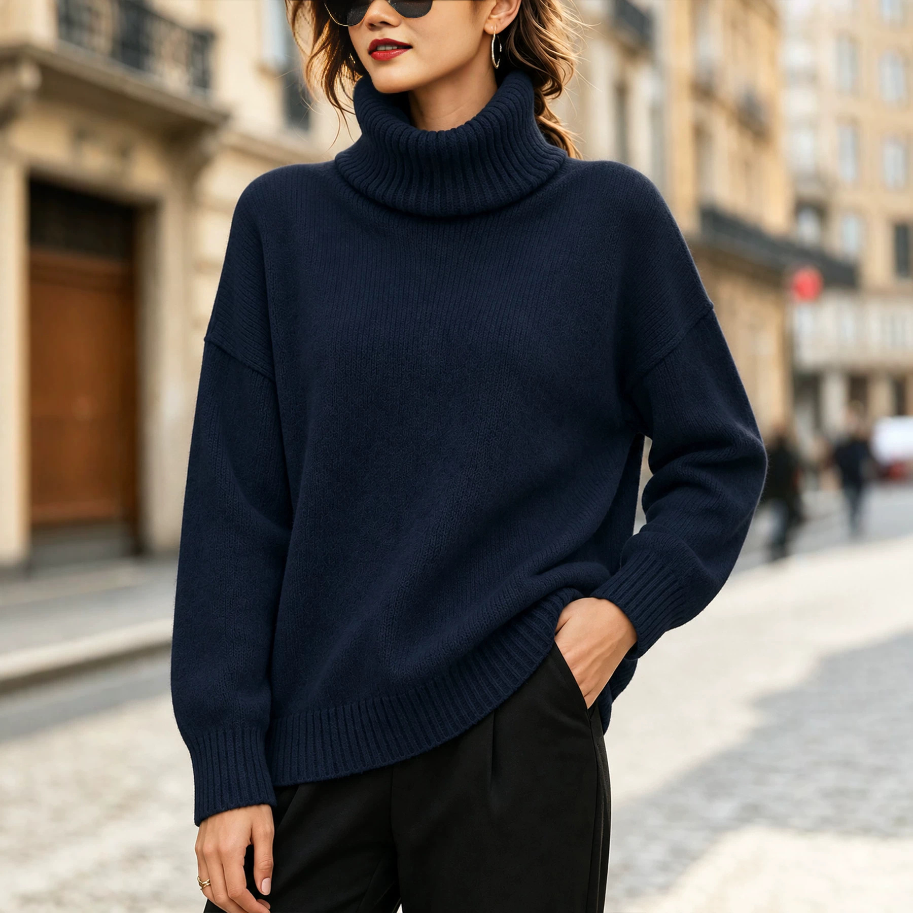 Women's Turtleneck Knit Pullover Sweater Soft Warm Base Layer