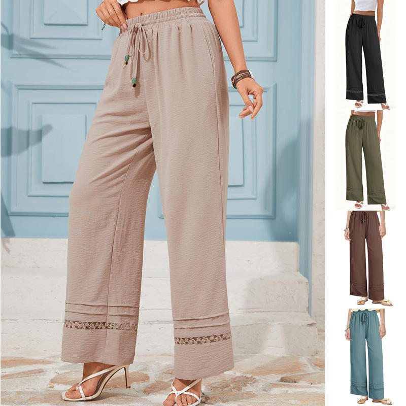 Women's High-Waist Wide-Leg Pants with Cutout Detail