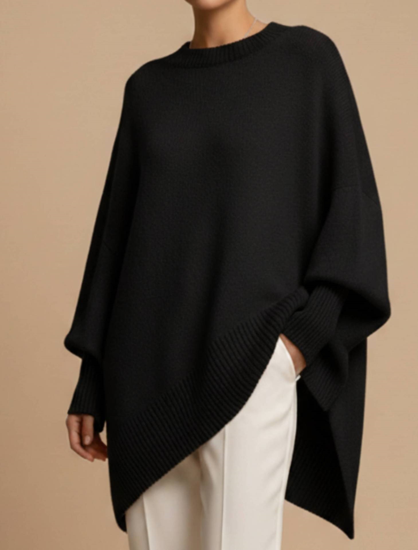 Women's Crewneck Pullover Knit Sweater Loose Relaxed Solid Color