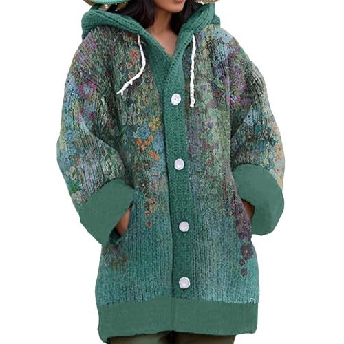 Women's Floral Print Button-Down Cardigan Sweater