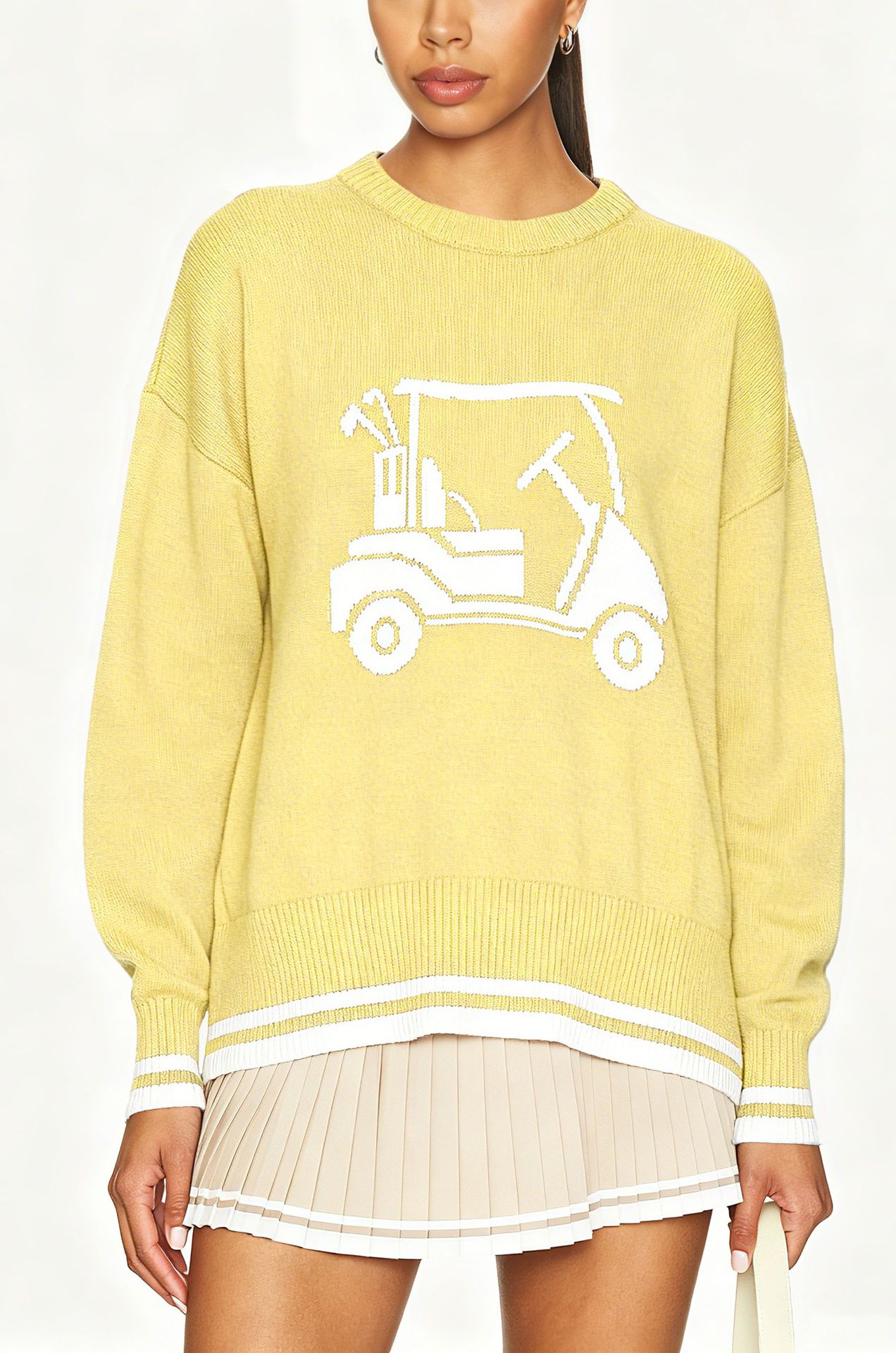 Women's Jacquard Crewneck Pullover Knit Sweater