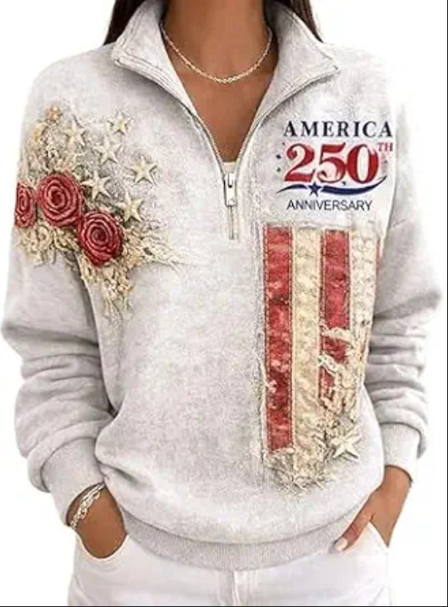 American Independence Print Half-Zip Hoodie