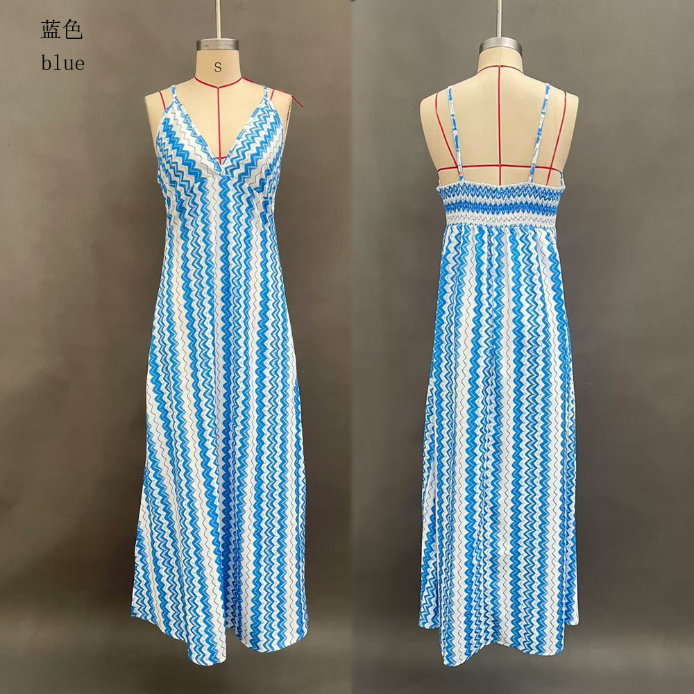 Bohemian Print V-Neck Cami Slit Dress