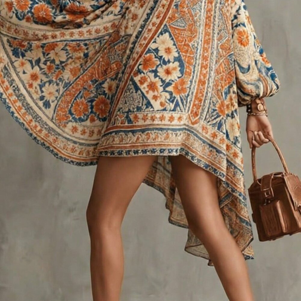 Women's Summer Digital Print Dress Casual Loose Fit