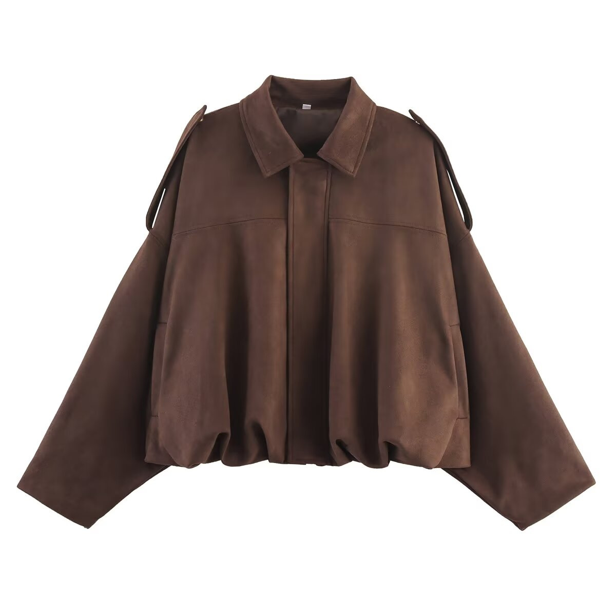 Suede-Feel Bomber Jacket with Pockets