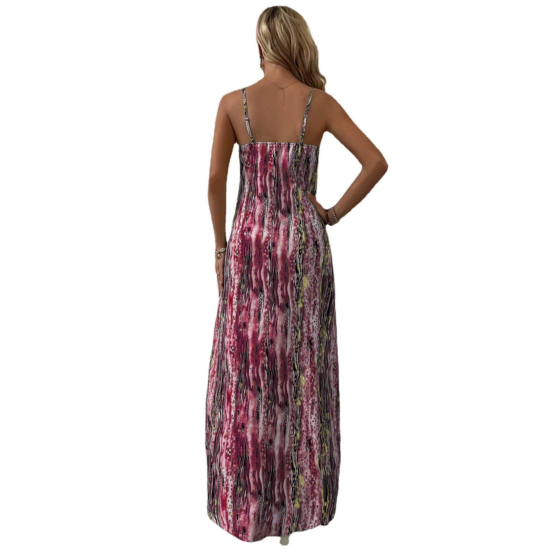 Ink Tie-Dye Sleeveless Maxi Dress Loose Straight Flowy