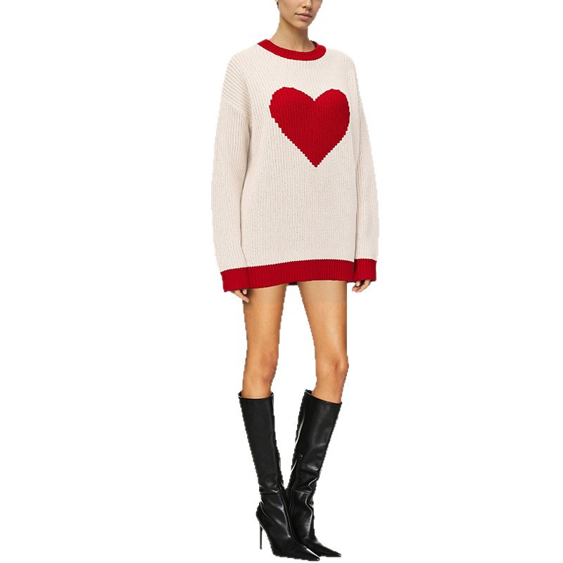 Heart Jacquard Pullover Sweater